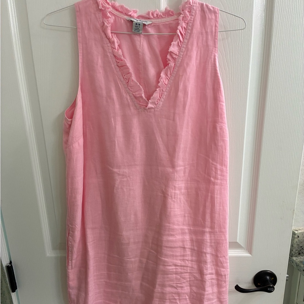 Pink Sleeveless Ruffle V-Neck Tommy Bahama Dresd